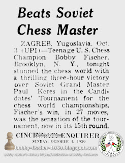 1959, Bobby Fischer Defeats Paul Keres Candidates Chess
