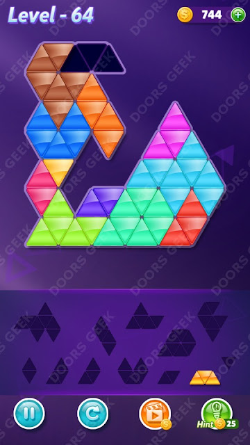 Block! Triangle Puzzle 12 Mania Level 64 Solution, Cheats, Walkthrough for Android, iPhone, iPad and iPod