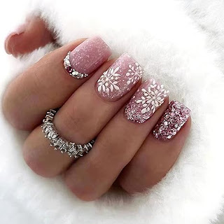 fake nails 3D Snowflake Square