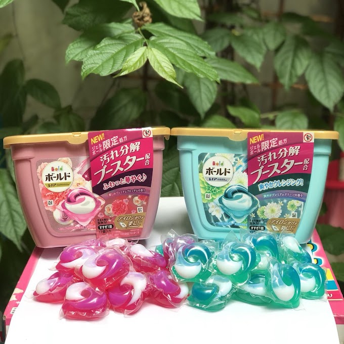 Combo 6 hộp viên giặt Gelball 3D mẫu mới 17v màu hồng/xanh Nhật Bản