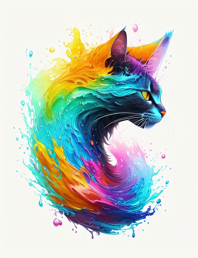 DreamShaper_32_Splash_art_a_cat_head_white_background_roaring_epic_Instagra_3