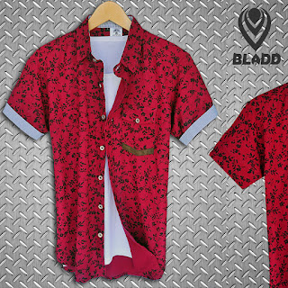 Baju kemeja pria motif floral-bunga model terbaru BLADD bahan katun oxford