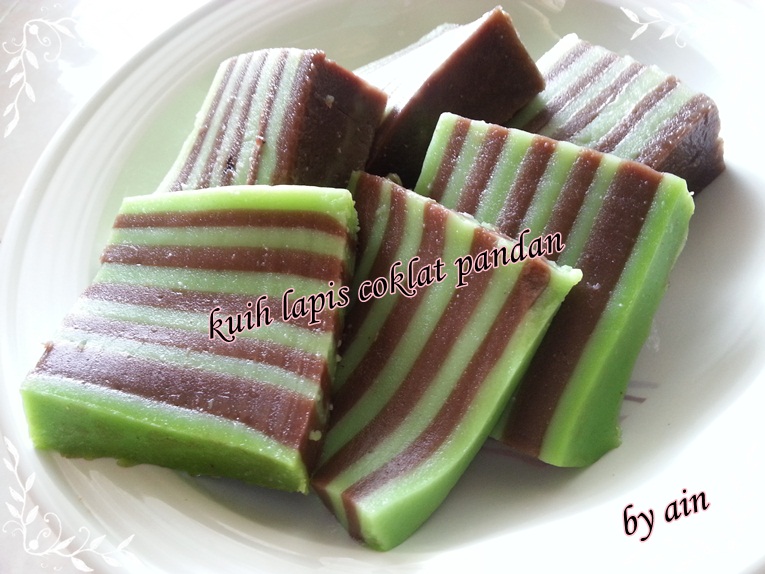 Resepi Kehidupanku: kuih lapis pandan coklat