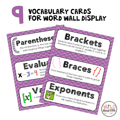 algebra vocabulary for 5th grade