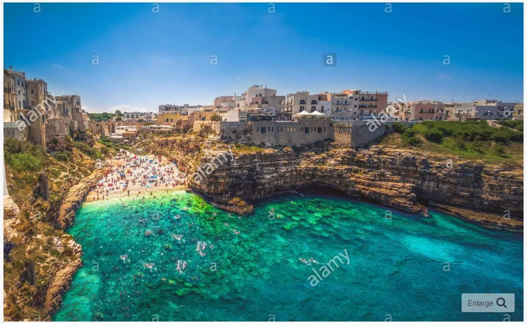 download colorful south italy village in Puglia in the town of Polignano a Mare province of Bari