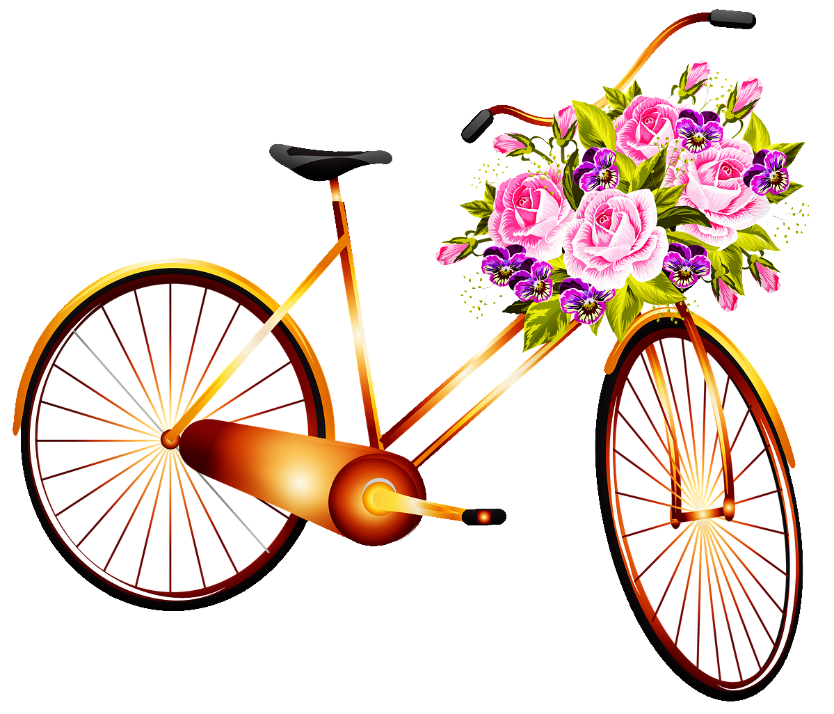 Картинка велосипед. Велосипед с цветами. Велосипед рисунок. Рисунок велосипед с корзинкой цветов. Велосипед с цветами на прозрачном фоне.
