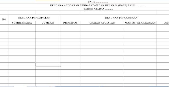 Contoh Format Lengkap Rapb Paud Tahun 2016 Dengan Microsoft Excel