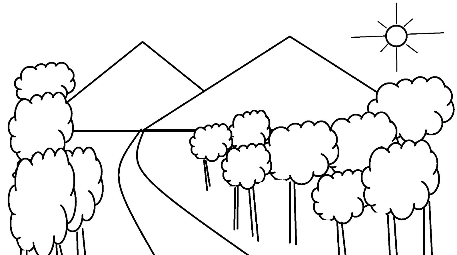  sketsa gambar pemandangan gunung dan sawah Kreasi Dunia 