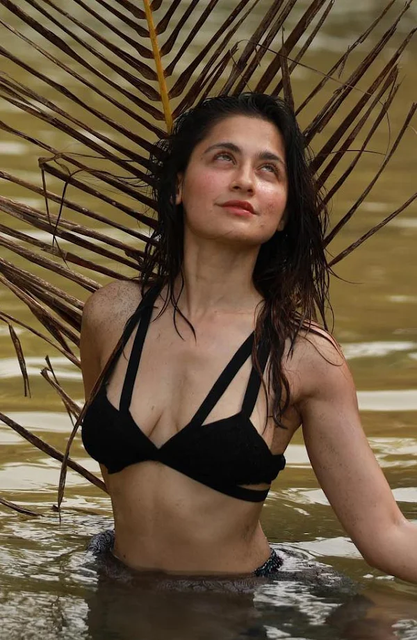 sanjeeda shaikh black bikini cleavage fighter actress