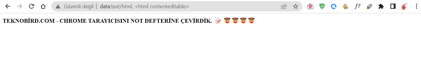 Chrome Tarayıcı Sekmesini Not Defterine Çevirme Kodu