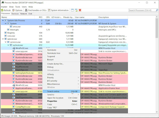 Process Hacker : Εργαλείο εντοπισμού σφαλμάτων και χειρισμού των υπηρεσιών του υπολογιστή σας