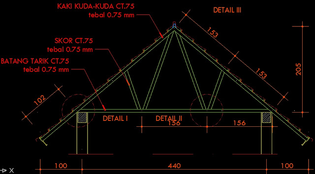 Contoh Detail Kuda Kuda Baja Ringan  Dwg Ilmu Teknik 