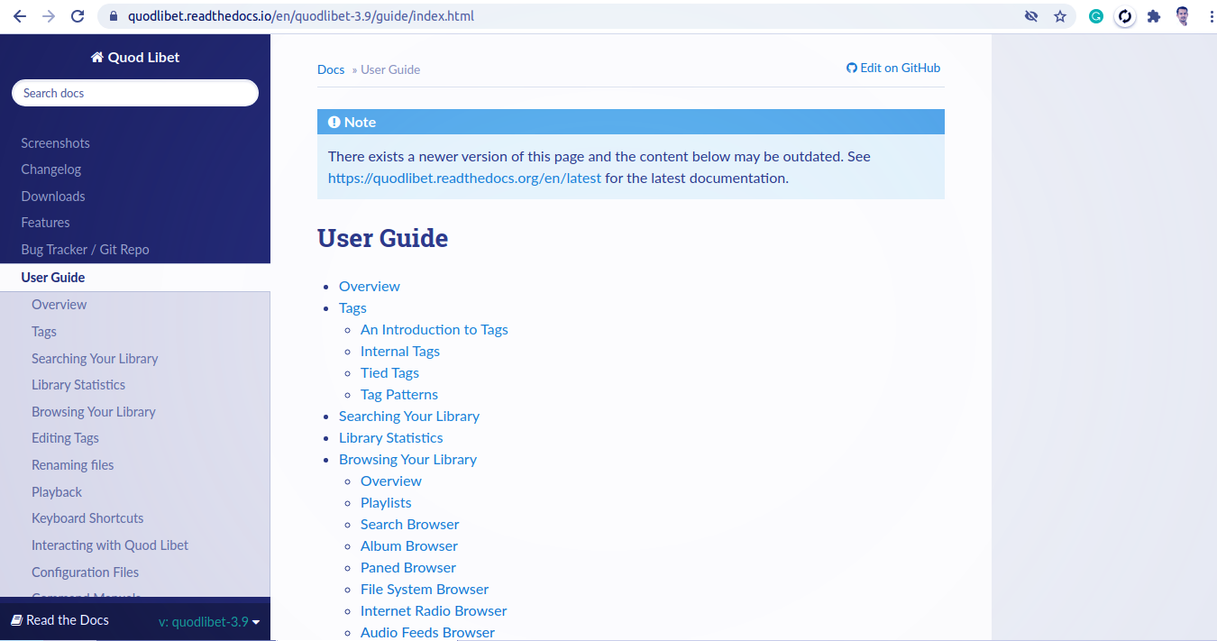 QuodLibet documentation page