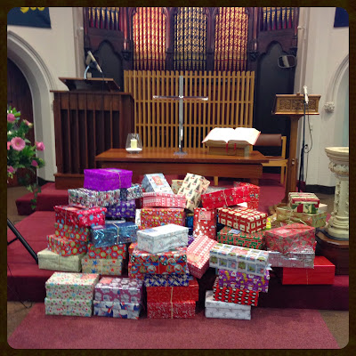 aLittleBlonde: Operation Christmas Child at United Church Dorchester