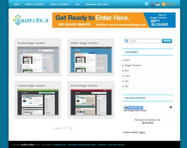 Gallery Blue blogger template. free blogspot template gallery style