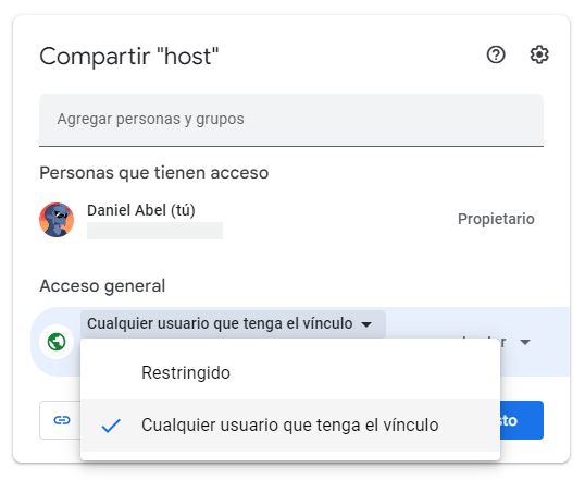 configurar carpeta publica en google