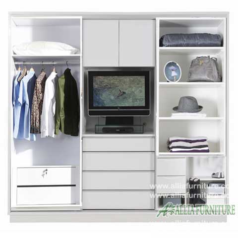  Lemari  baju  tv minimalis  model  white Allia Furniture