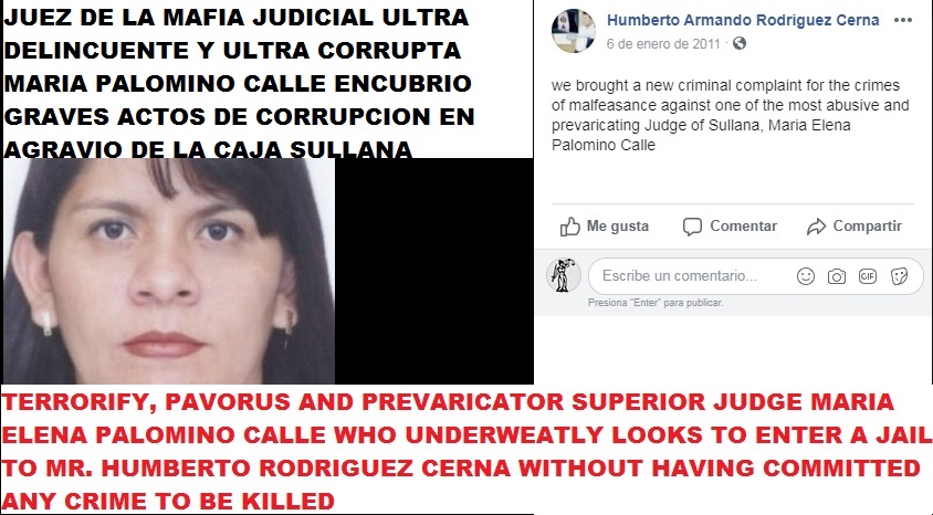 MARIA ELENA PALOMINO CALLE ULTRA DELINCUENTE Y ULTRA CORRUPTA