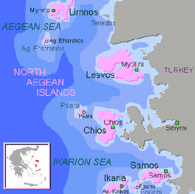 North Aegean Islands Map Province Area