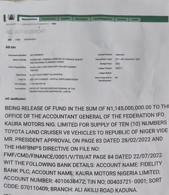 "Buhari Approved N1.4B To Buy Vehicles For Niger Govt, But Can't Fund ASUU "- Reactions As Hundeyin Leaks Document