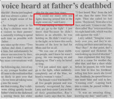 orbs visible at deathbed
