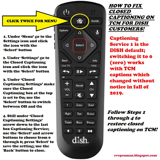 How to fix closed captioning on TCM for DISH customers