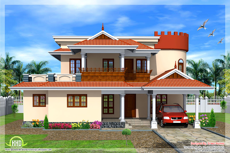 Keral model 5 bedroom luxury home design title=