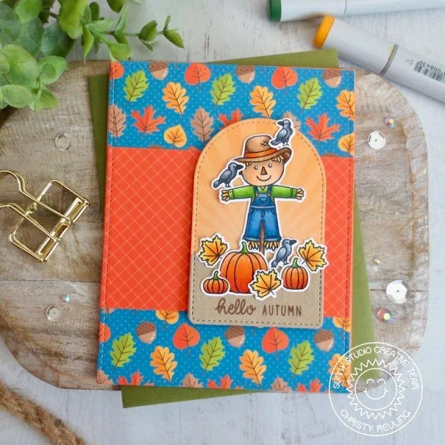 Sunny Studio Stamps: Farm Fresh Harvest Mice Stitched Arch Dies Fall Themed Card by Christy Reuling