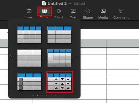 Tutorial menambahkan tabel Apple Numbers