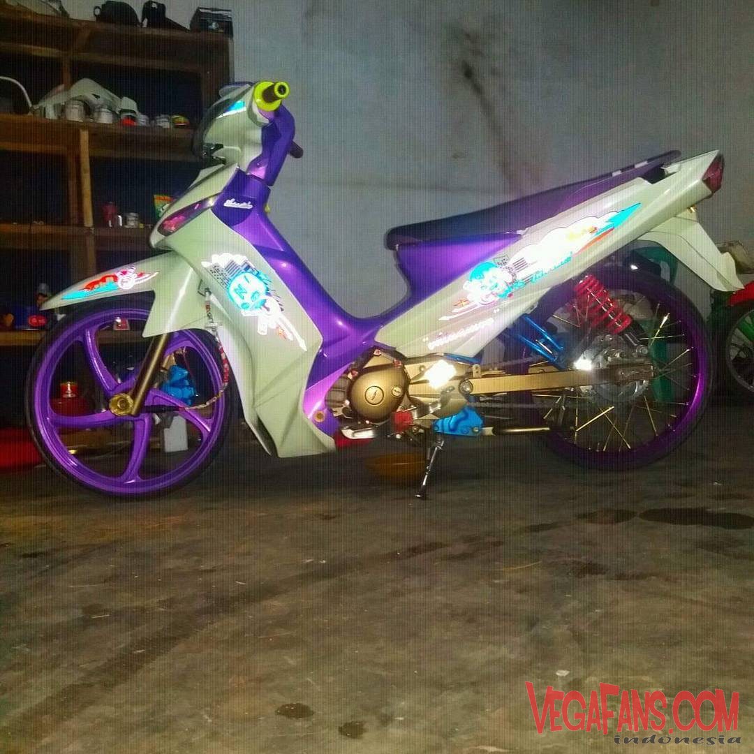 Vega ZR Modif Thailook Putih Ungu Ban Racing Palang 