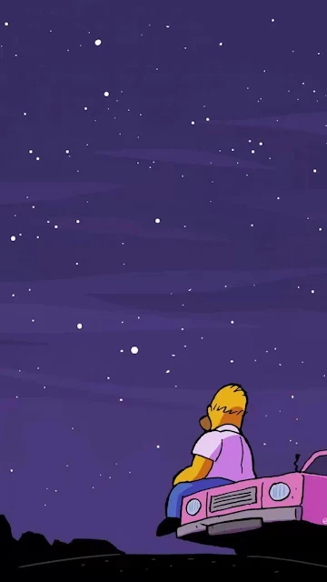 Lonely Homer Starry Night Sky Wallpaper for iPhone