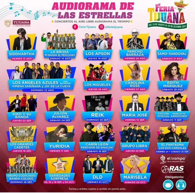 Feria de Tijuana 2021 Conciertos en Cartelera