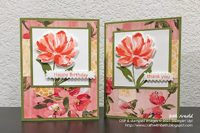 Art Gallery Birthday Card Floral Flowers Fine Art Floral Designer Series Paper DSP Mystery Stamping Event thank you card