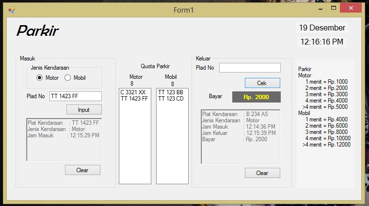 Mahatamanews: Program Parkir Sederhana VB.NET Visual Basic