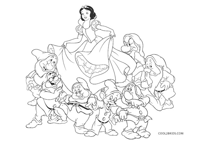 Snow white and the seven dwarfs colouring sheets 3