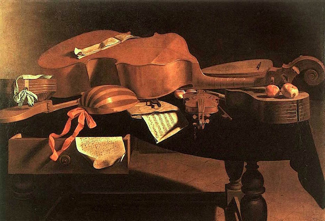 Evaristo Baschenis (1617-1677) Instruments de musique sur une table Musée des beaux arts de Bruxelles.