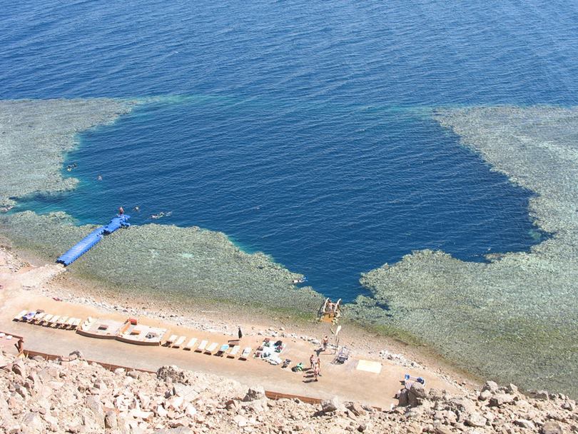 Blue Hole is one of the most dangerous dive sites in the world and continues to claim the lives of amateurs and experts . The Blue Hole is basically a coral lagoon that connects with open sea through a huge and beautiful blue arc of 26 meters. 