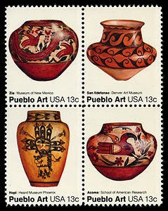 Ford Ruthling US postage stamps pueblo pottery