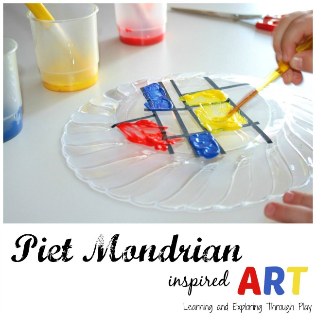 Piet Mondrian preschool art. Exploring famous artists for kids