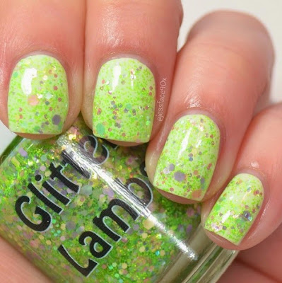 Lime Green Eyeshadow "Fashion Makeover Collection" Glitter Lambs Nail Polish Swatched By @JessFace90x