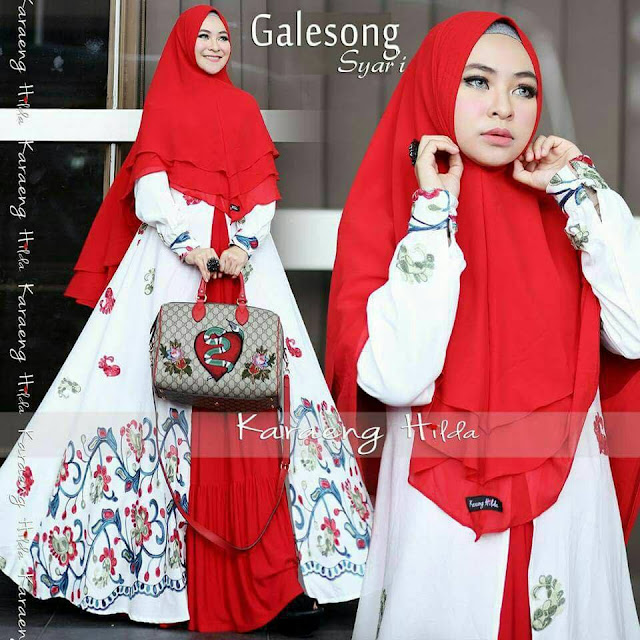 Galesong Dress Muslimah Syar'i warna merah terbaru dari Karaeng Hilda