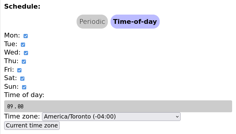 Screenshot of time-of-day schedule configuartion interface.