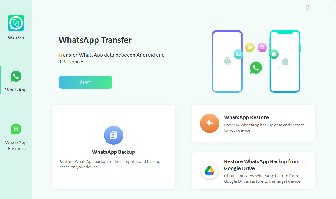 iToolab WatsGo offers a direct solution, allowing selective restoration of WhatsApp data from Google Drive to iPhone.