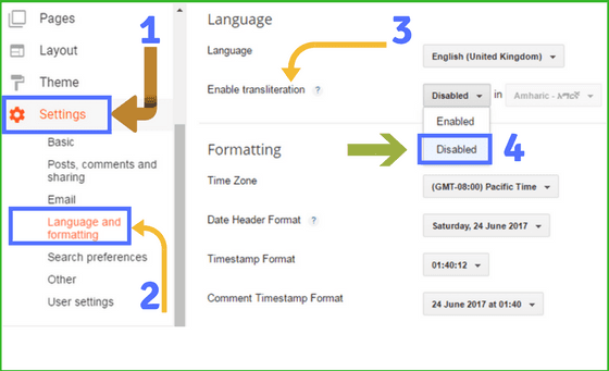 language and formatting