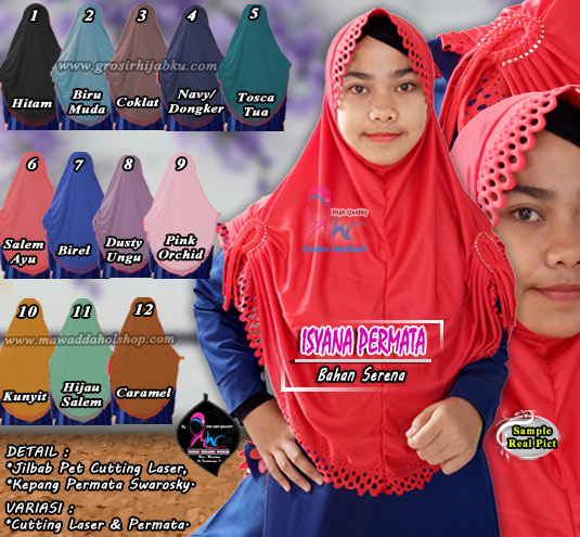  Jilbab  cutting laser kepang  permata bahan serena model instan