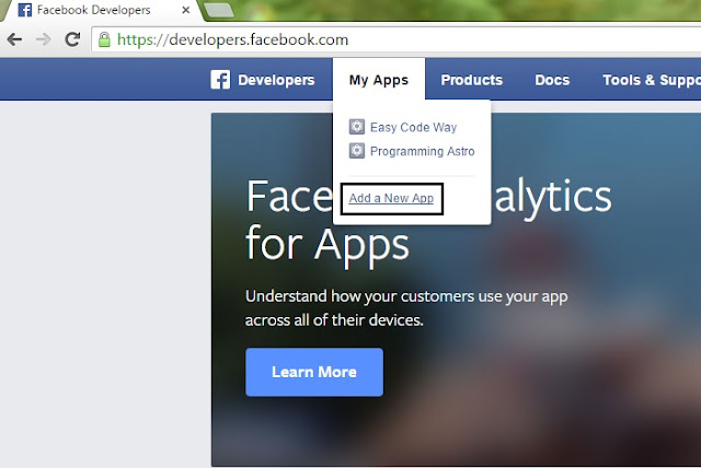 Create New Facebook App in name of your fake device