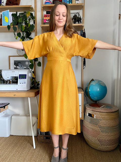 Diary of a Chain Stitcher: Closet Core Patterns Elodie Wrap Dress in Topaz Hammered Viscose Satin from The New Craft House