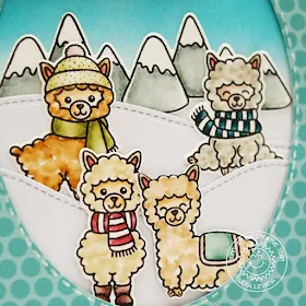 Sunny Studio Stamps: Alpaca Holiday Fancy Frames Stitched Oval Dies Warm & Cozy Winter Themed Card by Lexa Levana
