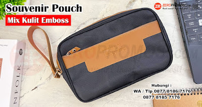 Premium Souvenir Pouch Hand Bag Mix Kulit Custom Logo