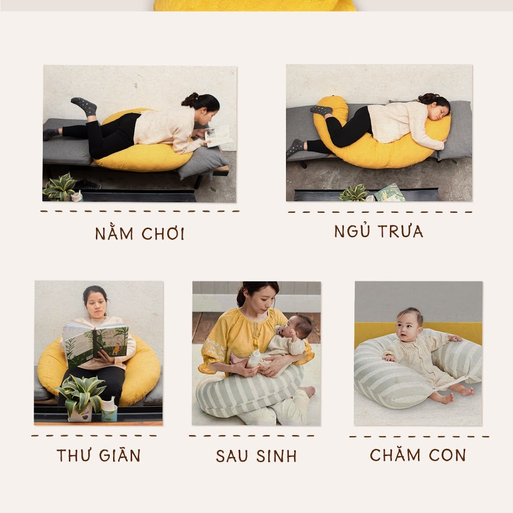 [A159] Gối ôm Bà Bầu chữ C an toàn cho Mẹ - Tốt cho sự phát triển của bé